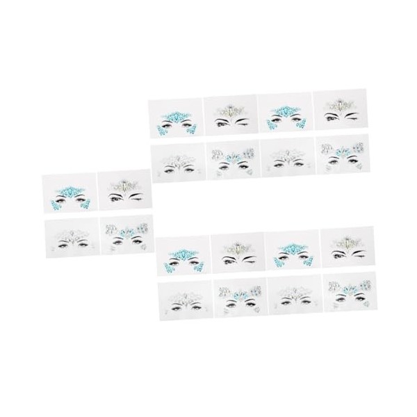 16 Pièces Visage Stickers ​​​​de Visage Scintillant Visage Pierres Précieuses Corps Stickers Visage Strass Autocollants Se Ré