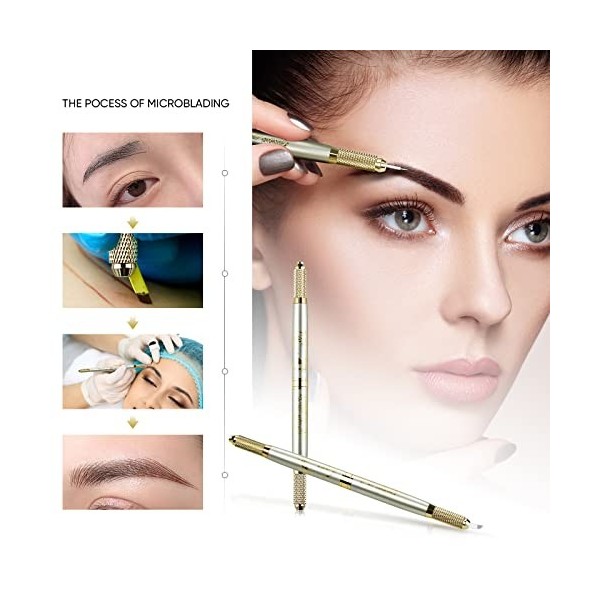 Ensemble de Microblading Kit, Stylo Manuel et aiguilles de Microblading Mokohoa avec Kit de Cartographie Crayon Microblading 