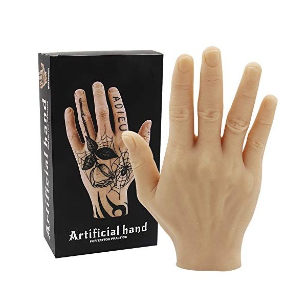 Tattoo Practice Hand - Rayyl Soft Silicone Hand Tattoo Practice Fake Hand Flexible Silicone Hands Fake for Tattoo Beginners T