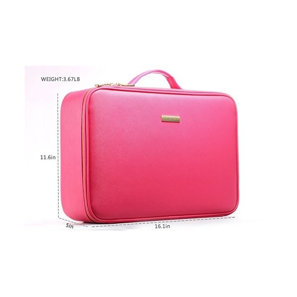 [Gifts for Women] ROWNYEON PU Leather Makeup Bag Professional Makeup Organizers Bag Portable Travel Makeup Case EVA Makeup Tr