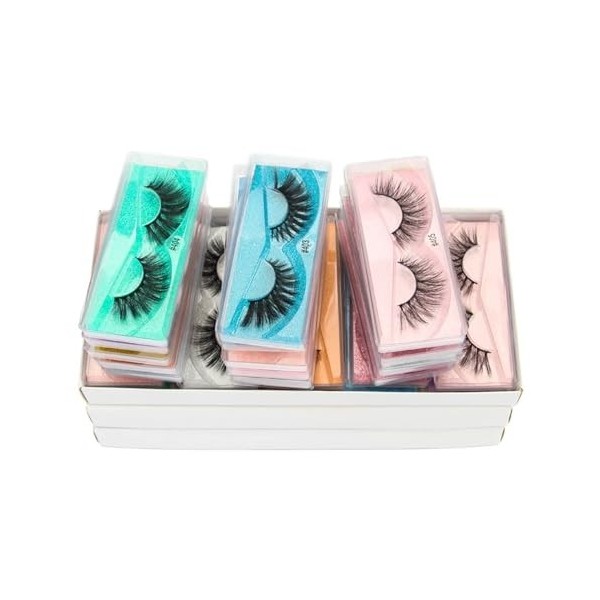 UAMOU 10/100 pièces Faux cils de vison articles en vrac 13-15mm paquet de cils Volume moelleux aspect naturel Faux cils vapor