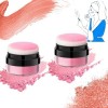 Oil Control Air Cushion Blush,Powder Blush,Loose Powder Blush Air Cushion Blush,Natural Blusher with Soft Mushroom Puff Long-