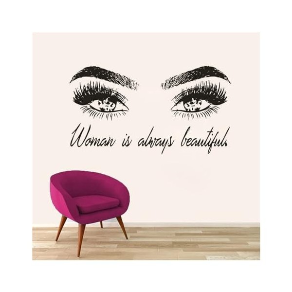 Extensions de cils autocollant dart mural lettrage de beauté autocollant mural sourcils maquillage Studio vinyle autocollant