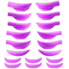 Lot de 18 coussinets de permanente en silicone réutilisables pour différentes longueurs de cils - 9 tailles - Violet