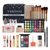 maquillage pour femme Kit complet, maquillage comprenant une palette fards à paupières, un rouge à lèvres, un fond teint, un 