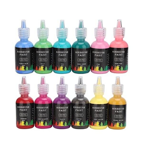 Encre de Peinture Dart Corporel de 12 Couleurs, Ensemble de Pigments Liquides de Peinture DIY Craft Art Faisant de Lencre D