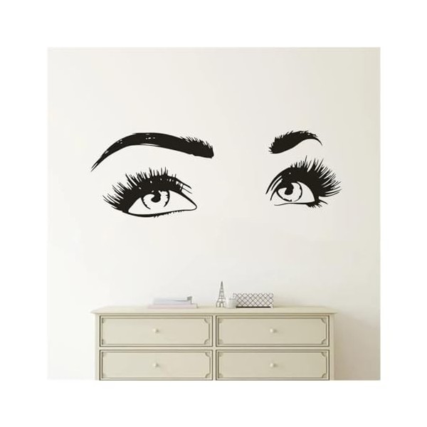 Extension de cils vinyle autocollant Mural beauté yeux Lahses vinyle décalcomanie Salon de beauté Décoration murale cils et s