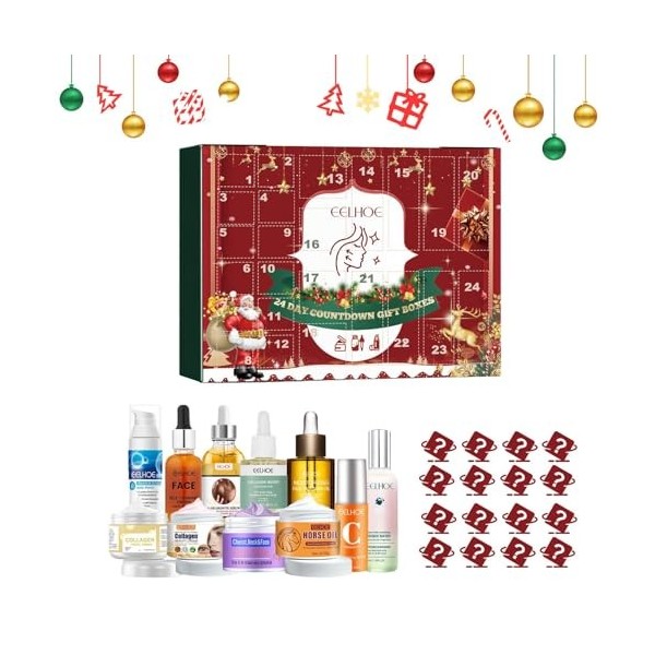 Calendrier de maquillage - Ensemble de maquillage de Noël - Coffret cadeau de calendrier de maquillage de 24 pièces avec 24 j