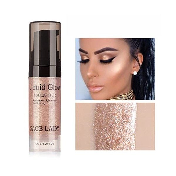 Highlighter Liquide Fond de Teint Visage, Surligneur liquide Lueur Illuminateur Lèvres Faciales Illuminez Ultra Smooth Maquil