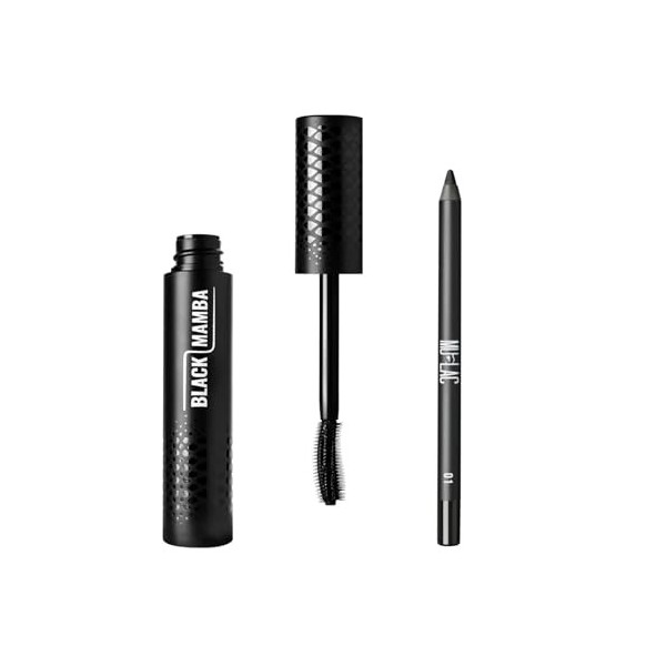 Mulac Cosmetics Kit Black MAMBA Mascara Extensible cils extra noirs + SHIVA Crayon Yeux Noir Vegan