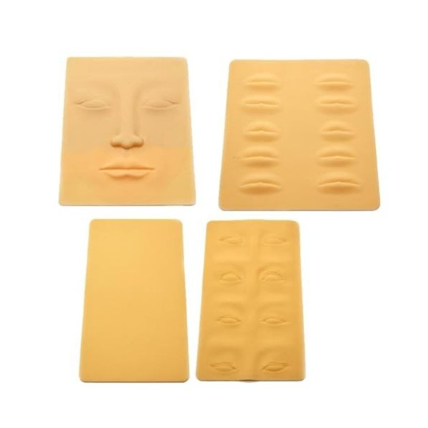 Lot de 4 feuilles dentraînement au tatouage artificielles en silicone pour les lèvres, les sourcils, la peau des yeux, la pr