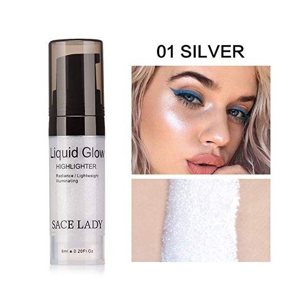 Highlighter Liquide Fond de Teint Visage, Surligneur liquide Lueur Illuminateur Lèvres Faciales Illuminez Ultra Smooth Maquil