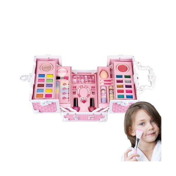 Kit de maquillage pour - Outils de maquillage mignons lavables solubles dans leau avec boîte de rangement,Fournitures de maq