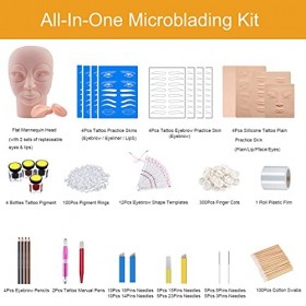 Kit de tatouage Microblading avec Peau de pratique, ensemble complet de tatouage de sourcils semi-permanent, tatouage de lèvr