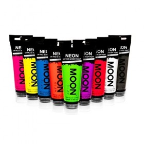 Moon Glow Supersize Neon UV Peinture pour le visage et le corps – avec applicateur éponge, 75 ml lot de 9 