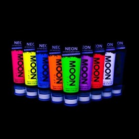 Moon Glow Supersize Neon UV Peinture pour le visage et le corps – avec applicateur éponge, 75 ml lot de 9 