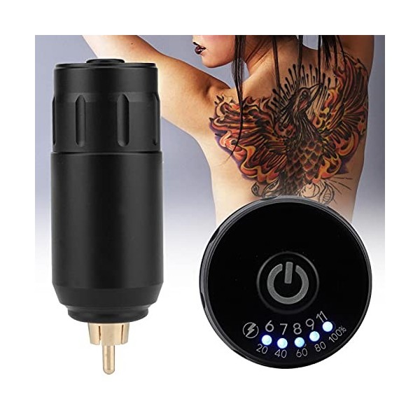 Kuuleyn Puissance de Machine à tatouer Portable, Alimentation sans Fil, Batterie Mobile Ultra légère, Connexion RCA 1200mAh p