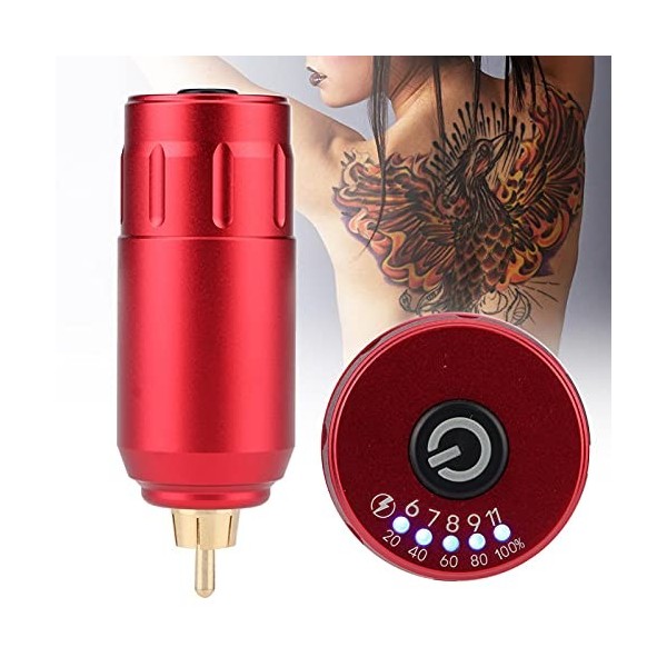 Kuuleyn Puissance de Machine à tatouer Portable, Alimentation sans Fil, Batterie Mobile Ultra légère, Connexion RCA 1200mAh p