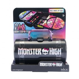 Nice Group - Monster High Roll Make Up Case, 1 boîte en forme de cylindre avec fard à paupières, brillant à lèvres, fard à jo
