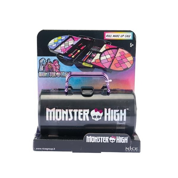Nice Group - Monster High Roll Make Up Case, 1 boîte en forme de cylindre avec fard à paupières, brillant à lèvres, fard à jo