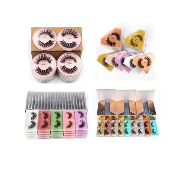 UAMOU Faux Cils 3D en vison for femme, maquillage naturel, duveteux, vaporeux, longs, 4/50/100 pièces Cheerfully Color : BLA