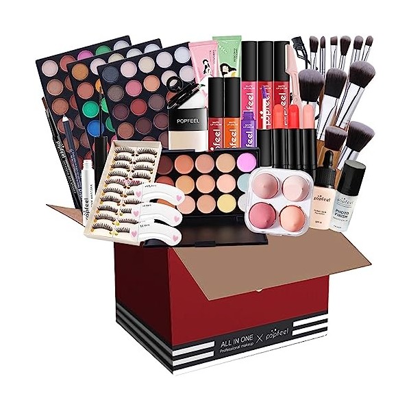 CHSEEO Kit de Maquillage Complet, Palette de Maquillage Cosmétique Coffret Cadeau Maquillage Mallette avec Rouge à Lèvres Far