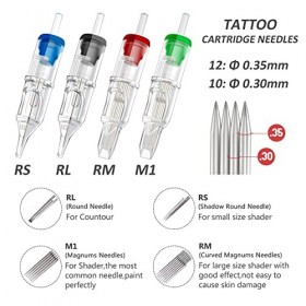 Aiguilles pour cartouche de tatouage - Rayyl 100PCS Mixed Tattoo Cartridge Needles 3RL 5RL 7RL 9RL 3RS 5RS 7RS 9RS 7M1 9M1 Ma