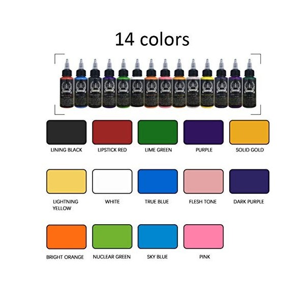 14 couleurs Encre de tatouage de pigment de tatouage, 30 ml/bouteille encre professionnelle de maquillage de tatouage dart c