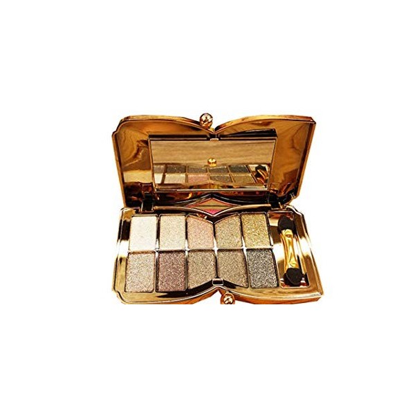 Palette de fards à paupières à paillettes, 10 couleurs brillantes et brillantes - Lot de maquillage - Doré - - Taille S