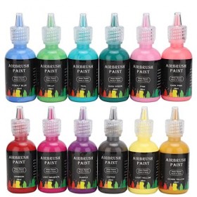 Peinture Dart Corporel, 12 Couleurs Mates de Tatouage Aérographe à Encre Pigmentée Liquide de Peinture pour le Maquillage de