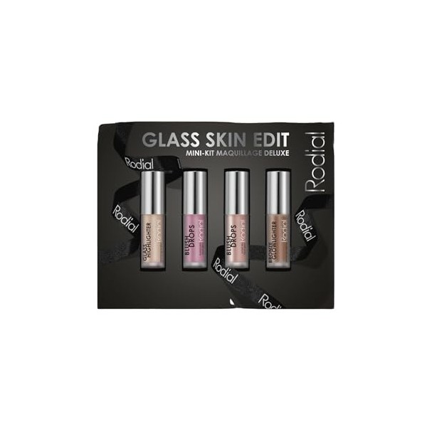 Rodial Glass Glow Edit: Blush Drops - Frosted Pink, Blush Drops - Sunset Kiss, Bronze Glowlighter, Glass Highlighter | Kit de