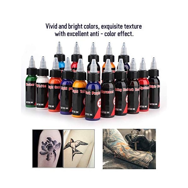 16 couleurs, encre de tatouage, encre de tatouage végétale naturelle, encres de maquillage semi-pernament pour la peinture co