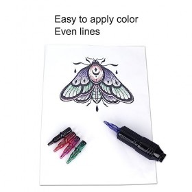 Aiguilles de Cartouche de Tatouage, 100 Pièces Stylo à Cartouche de Tatouage à Bille pour la Pratique Débutante 5 Couleurs Po
