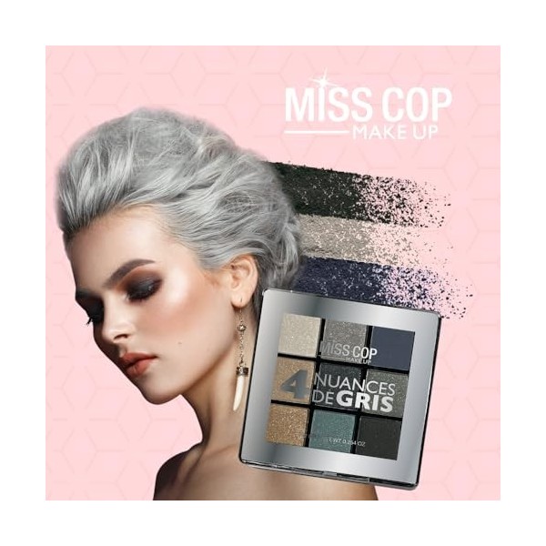 MISS COP - Palette Nuancier - couleur 04 grise – fards à paupières - fards adaptés à la couleur des cheveux - 7,2gr