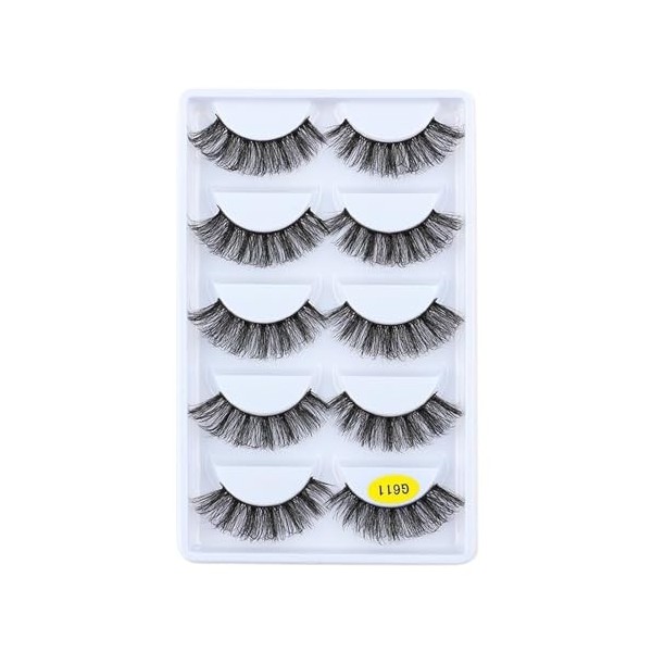 UAMOU Cils 5 paires 3D vison cheveux Faux Cils Multipack Cils naturels Faux Cils outil de maquillage maquillaje femme Cheerfu