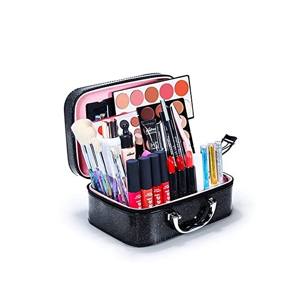 JasCherry 34 Pièces Coffrets de Maquillage Mallette Tout en un Plein Set Femmes Coffret Festival Cadeau Coffret Ensemble de B