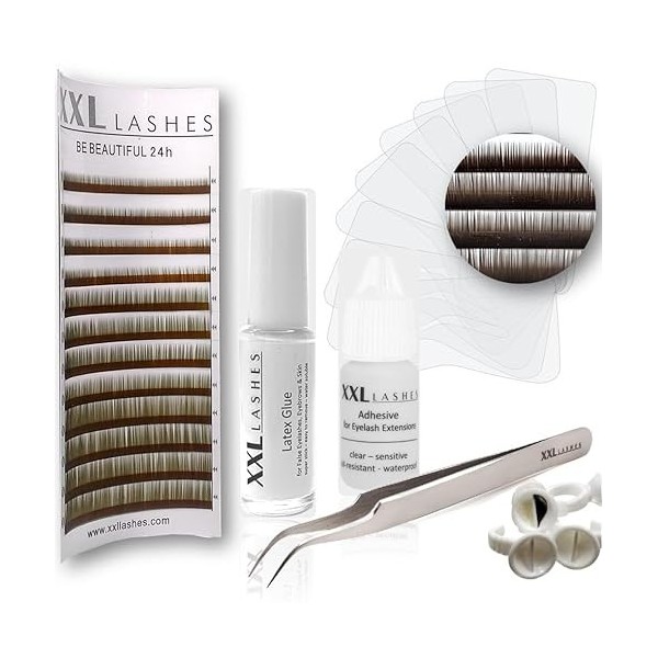 XXL Lashes Kit de démarrage pour cils à sourcils pour extensions de sourcils, cils droits sans boucle, pour sourcils pleins e