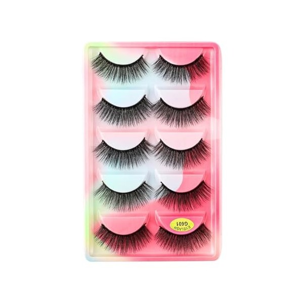 UAMOU Cils 10/20/50/100 boîtes Cils de vison 5 paires de Faux Cils naturels épais moelleux Faux Cils en vrac G6 Cheerfully C