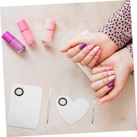 Didiseaon 10 Ensembles De Palette en Acier Inoxydable Plateau De Mélange De Maquillage Palettes De Manucure Plaque DAffichag