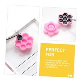 Ipetboom 1500 Pièces Fleur Colle Tasse Colle Anneau Tasses Cils Tuile Cils Colle Palette Cils Porte-Colle Cils Colle Tasses C