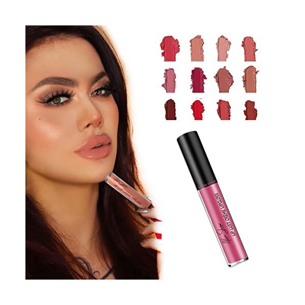 12 Color Cream Texture Lipstick Waterproof, Lip Lust Creme Lipgloss, Waterproof Long Lasting Liquid Lipstick for Women mixed