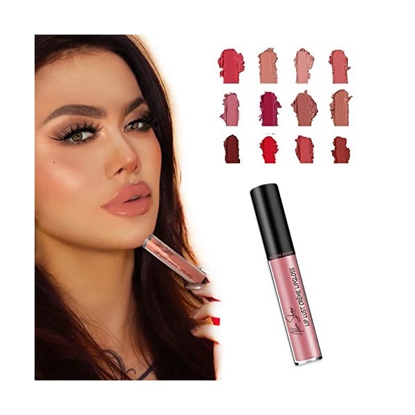 12 Color Cream Texture Lipstick Waterproof, Lip Lust Creme Lipgloss, Waterproof Long Lasting Liquid Lipstick for Women mixed