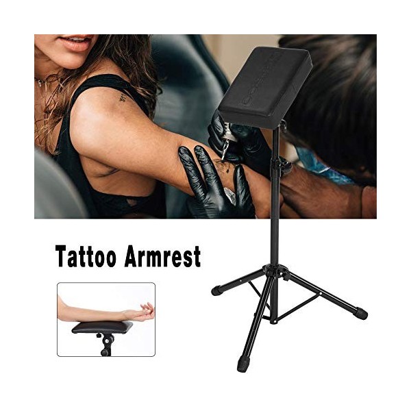 Accoudoir de tatouage réglable portable avec support éponge douce pour usage domestique ou salon Hauteur réglable 112 à 63,5 