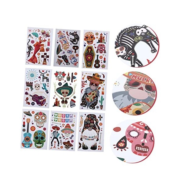 DOITOOL 54 Pcs Verre Autocollant Fenêtre Autocollant Halloween Mur SAccroche Mexique Autocollants Halloween Sac De Fête Jour