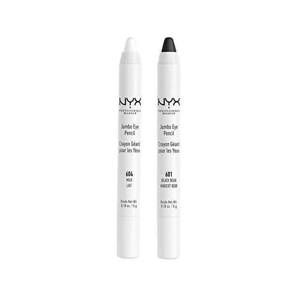 2 NYX Jumbo Eye Pencil - Set 604,601 Milk,Black Bean