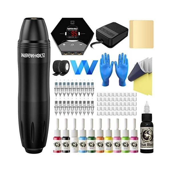 Machine Tatouage Kit Tatouage Avec Machine Tatouage 20 Aiguille Tatouage 11 Encre Tatouage Kit Tatouage Debutant Complet WTK1