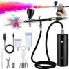 Aerographe Kit Complet, 30PSI Portable sans Fil Airbrush, Rechargeable Aérographe pour Maquillage, Décoration de Gâteau, Colo