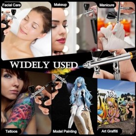 Aerographe Kit Complet, 30PSI Portable sans Fil Airbrush, Rechargeable Aérographe pour Maquillage, Décoration de Gâteau, Colo