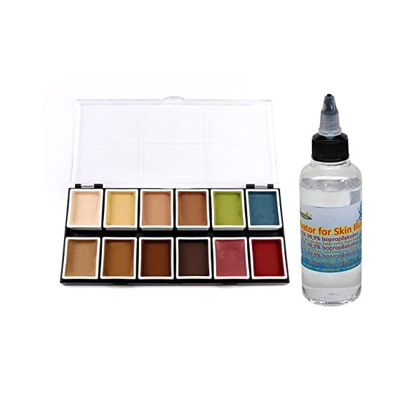 Alcohol-based bodyPainting - Skin Illustrator FX - 12x Skin colors 12x8g + Activator 100ml