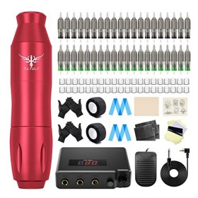 TATELF Rotary Tattoo Pen Machine Kit Professional Complete with 40pcs Tattoo Cartridge needles Tattoo Power Supply Foot Pedal